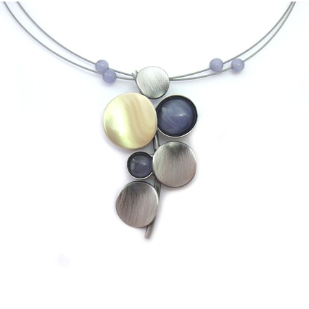 Stacked Circles Two-tone Purple Catsite Necklace - Click Image to Close